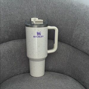Stanley White Speckled Tumbler with Purple Logo